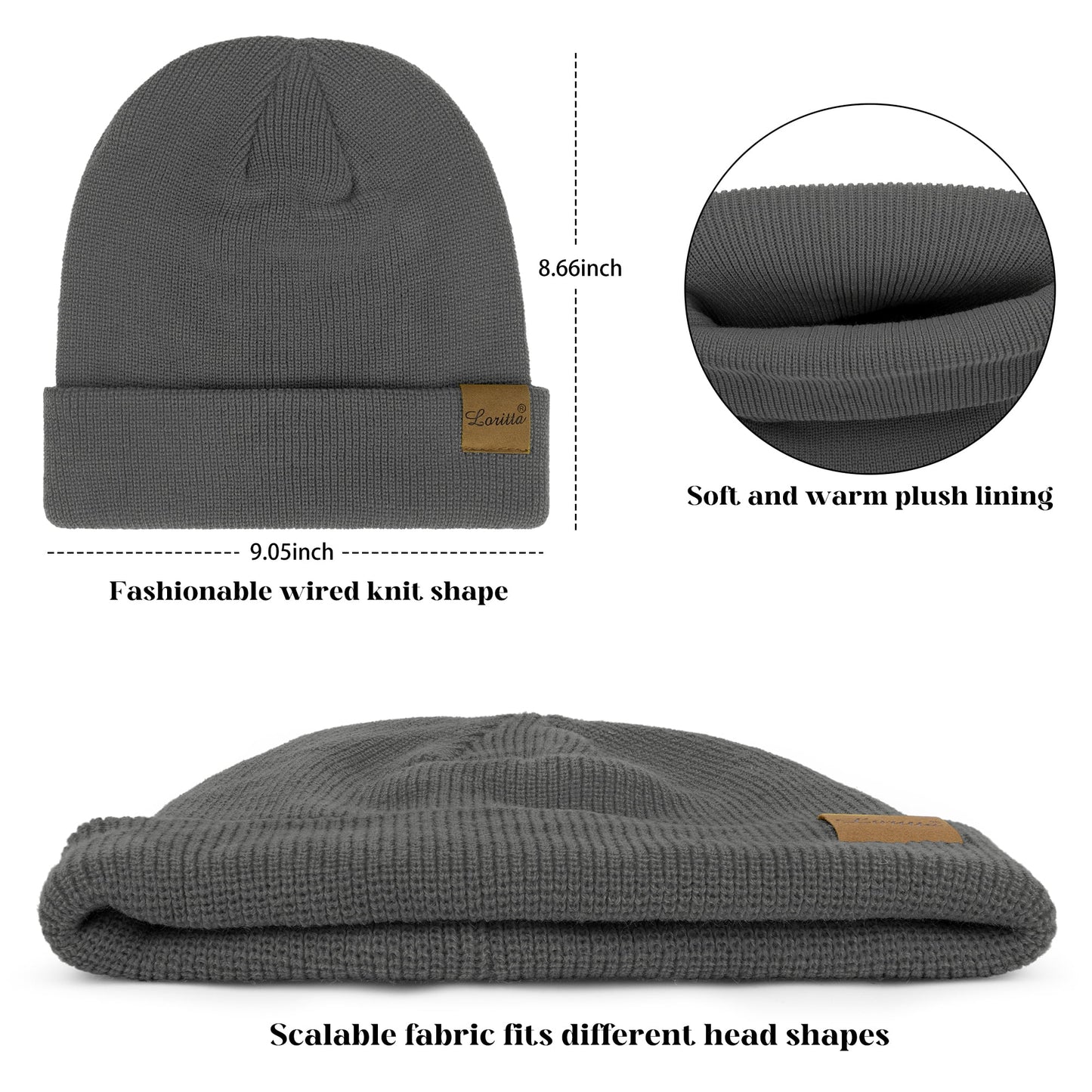 Winter Beanie Hat Scarf Set for Women Fleece Lined Winter Hat Long Soft Knit Scarf for Cold Weather Gary