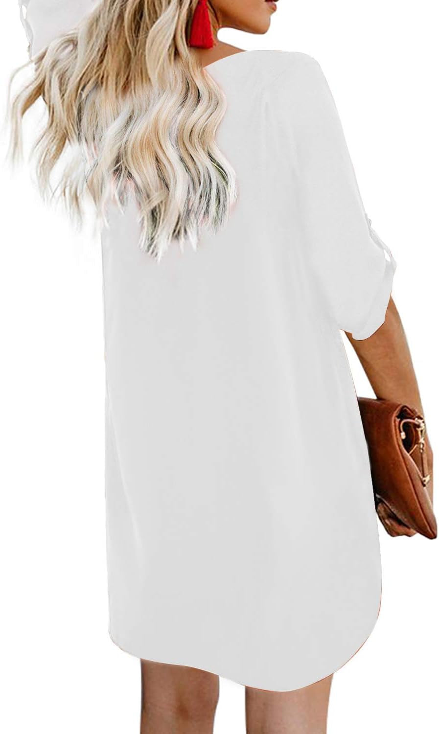 Women Summer Dresses 2024 Strappy Button V Neck Sleeveless Beach Sundress Casual Swing a Line Short Mini Dress